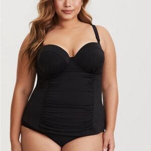 Torrid Black Ruched Tankini Swim Top